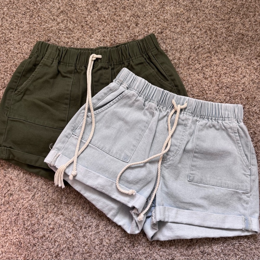 Olive and Light Gray Women's Shorts Set